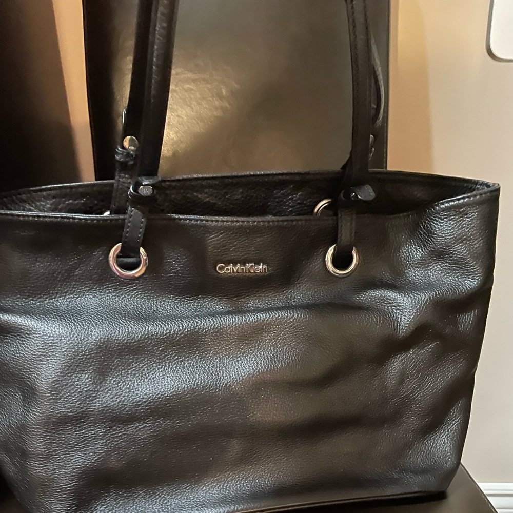 Black leather Calvin Klein shoulder bag